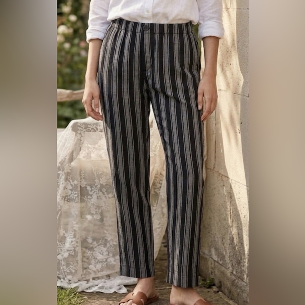 John Galt Black & Gray Striped Straight-Leg Pants